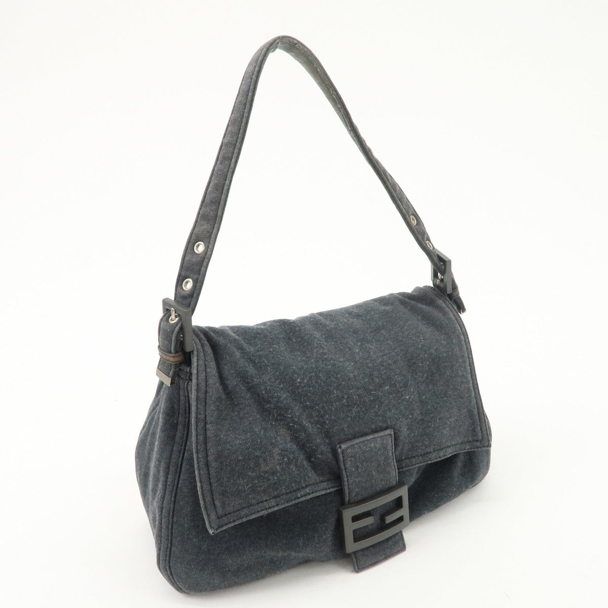 FENDI Mamma Baguette Zucca Cotton Shoulder Bag Gray 26325 Rovelle Bags