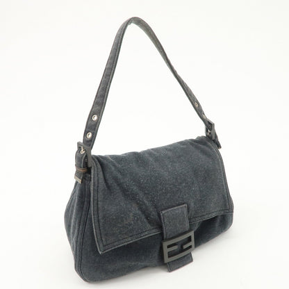 FENDI Mamma Baguette Zucca Cotton Shoulder Bag Gray 26325 Rovelle Bags