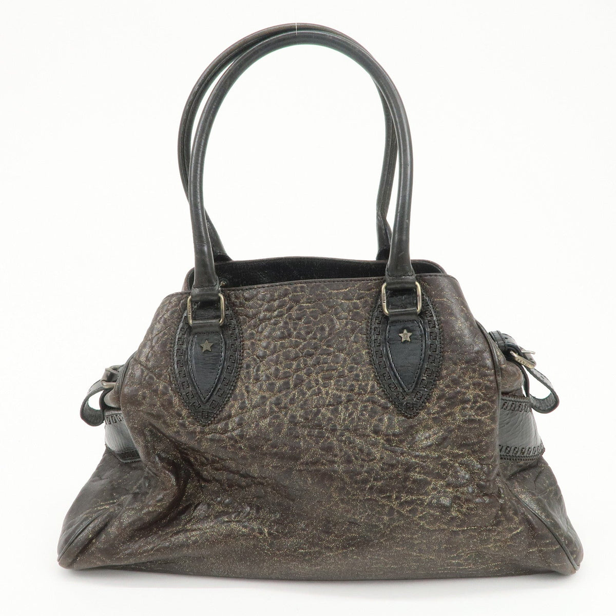 FENDI Etnico Leather Tote Bag Shoulder Bag Hand Bag Brown 8BN162 Rovelle Bags