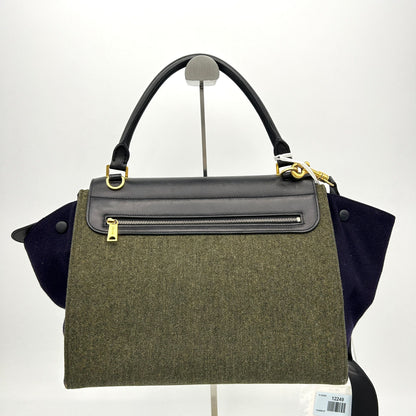 Luxury CELINE Traps handbag Felt x Calf Black/Gray shoulder handbag 2WAY LA12249