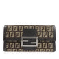 FENDI Zucchino Canvas Leather Bi-Fold Long Wallet Dark Brown 8M0021 Rovelle Bags