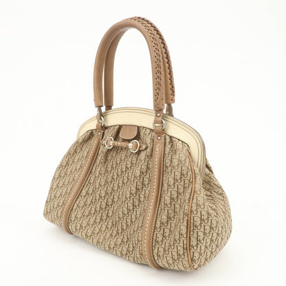 Christian Dior Trotter Canvas Leather Hand Bag Beige Ivory Rovelle Bags