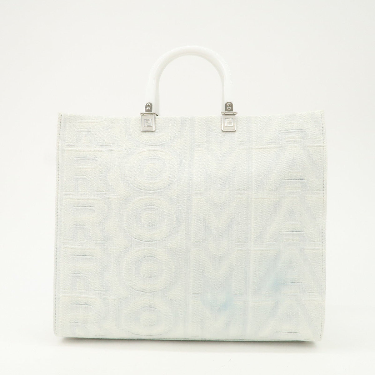 FENDI Leather Sunshine Medium 2Way Tote Bag Hand Bag White 8BH386 Rovelle Bags