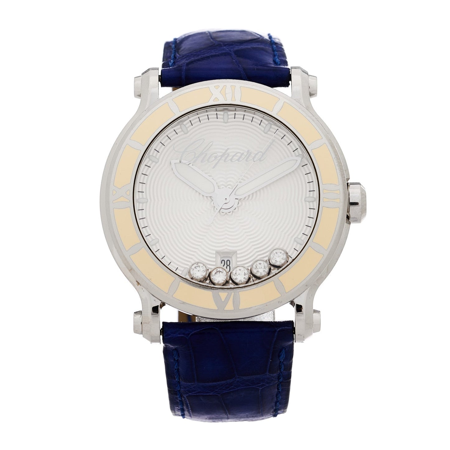 Stainless Steel Alligator 5 Diamond 42mm Happy Sport Quartz Watch