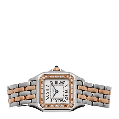 Stainless Steel 18K Pink Gold Diamond 22mm Panthere Quartz Watch