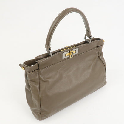 FENDI Leather Peekaboo 2Way Shoulder Bag Hand Bag Brown 8BN226 Rovelle Bags