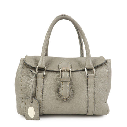 FENDI Seleria Mini Linda Leather Hand Shoulder Bag Greige 8BR486 Rovelle Bags