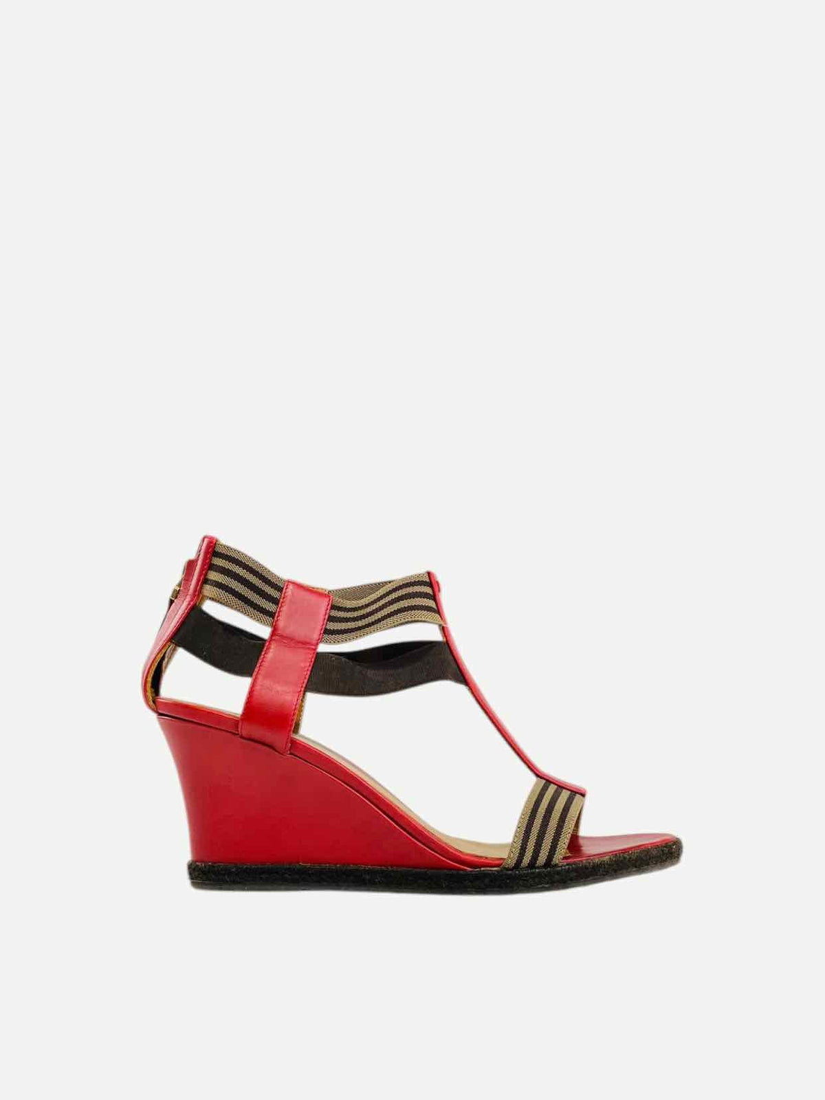 FENDI T-bar Red & Brown Size EU 40 Wedges Rovelle Bags