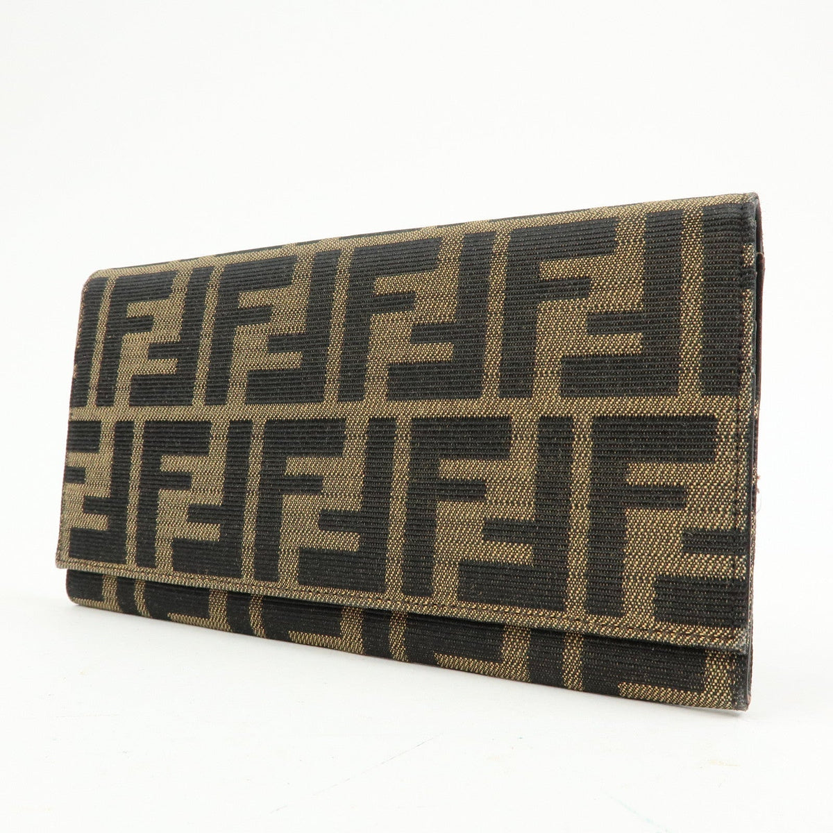 FENDI Zucca Canvas Bi-fold Long Wallet Black Brown 8M0009 Rovelle Bags