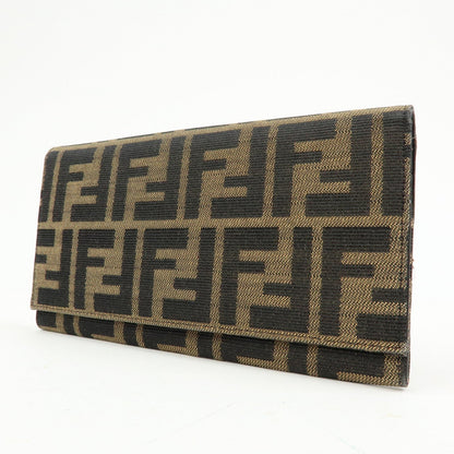 FENDI Zucca Canvas Bi-fold Long Wallet Black Brown 8M0009 Rovelle Bags