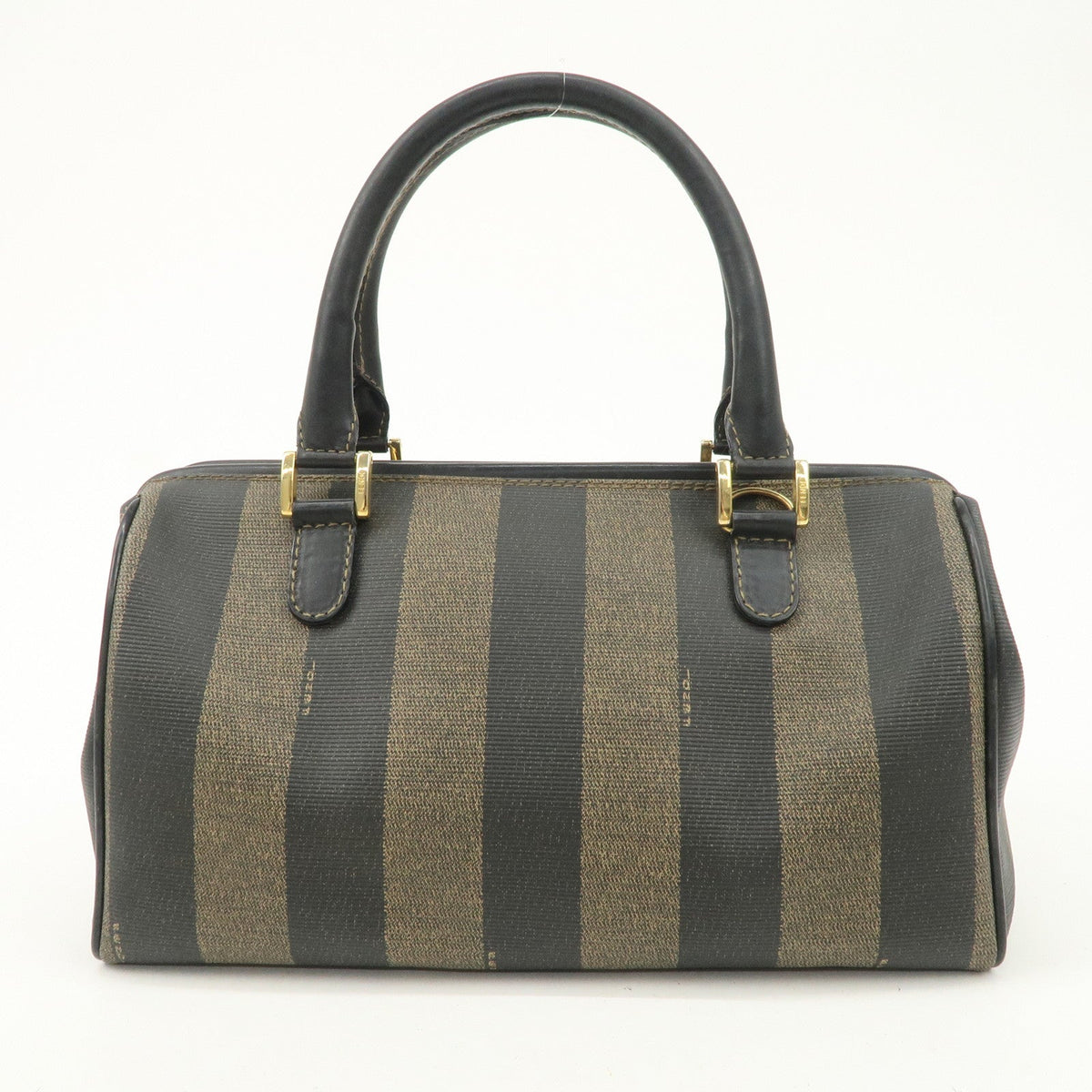 FENDI Pequin PVC Canvas Hand Bag Boston Bag Black Brown Rovelle Bags