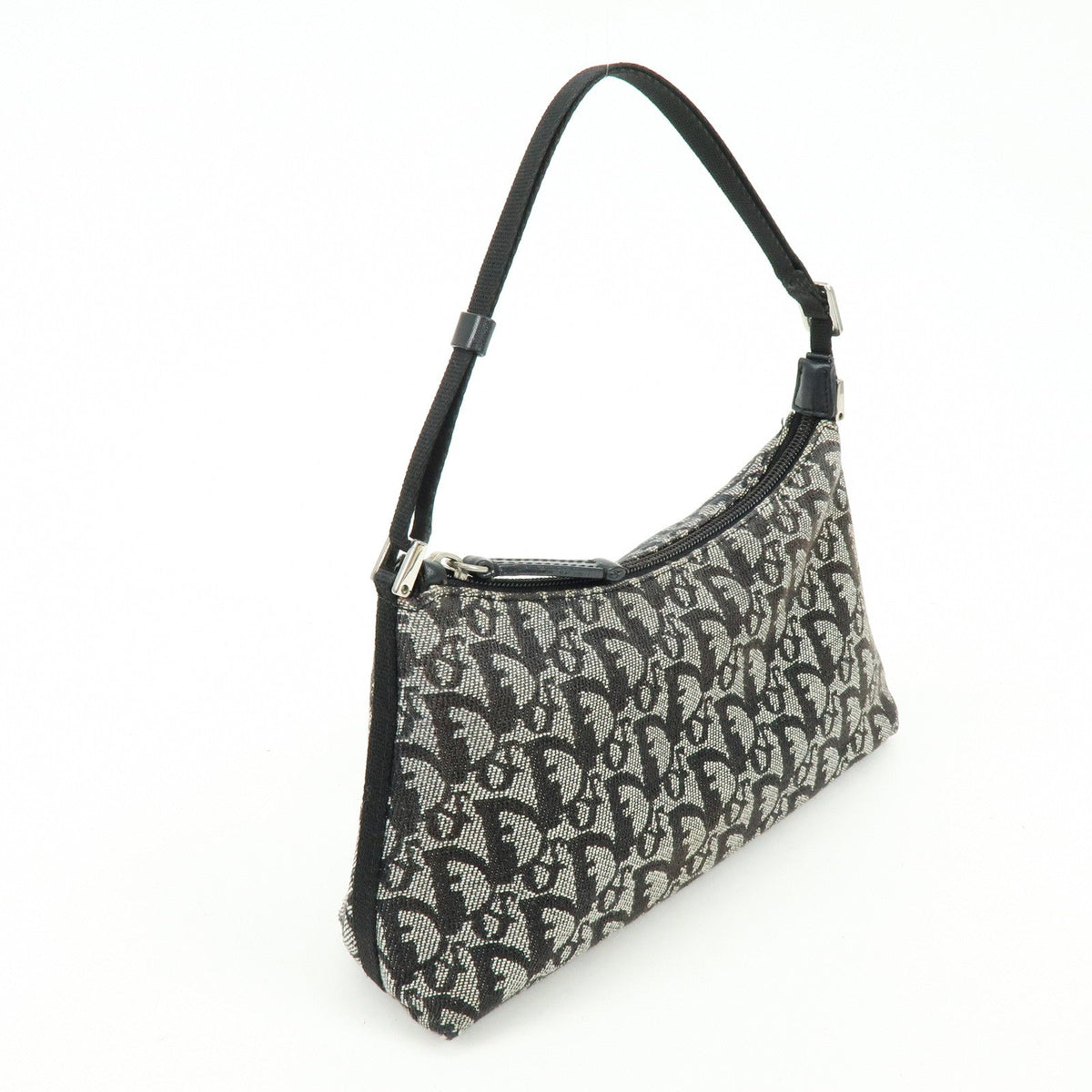 Christian Dior Trotter Jacquard Leather Shoulder Bag Black Rovelle Bags