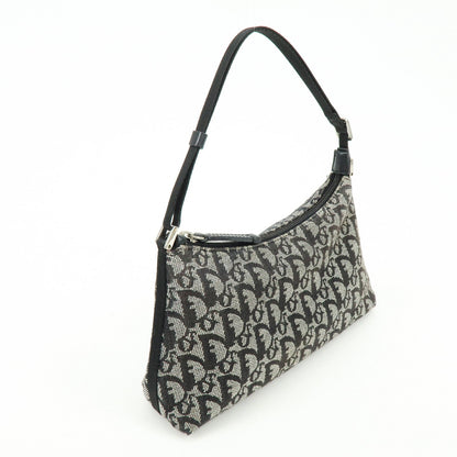 Christian Dior Trotter Jacquard Leather Shoulder Bag Black Rovelle Bags