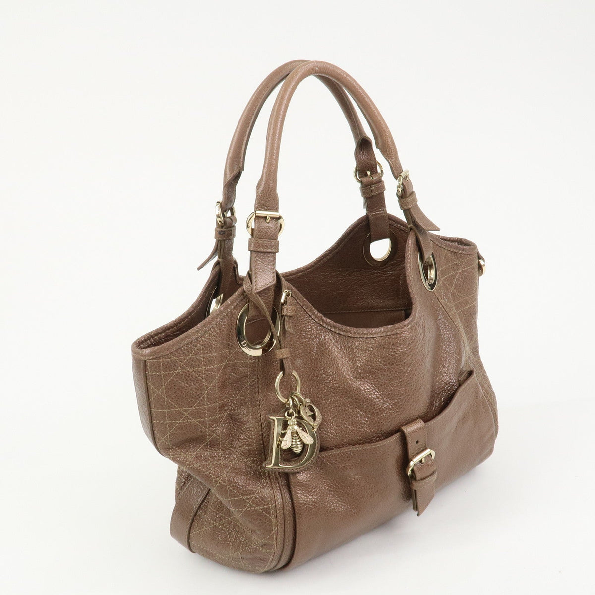 Christian Dior Lady Dior Leather Tote Bag Shoulder Bag Brown Rovelle Bags