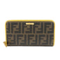 FENDI Zucca PVC Leather Round Zippy Long Wallet Brown Yellow 8M0299 Rovelle Bags