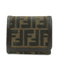 FENDI Zucca Leather Canvas Tri-fold Wallet Black Brown 30794 Rovelle Bags