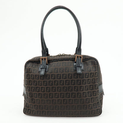 FENDI Zucchino Canvas Leather Hand Bag Boston Bag Brown 8BN005 Rovelle Bags