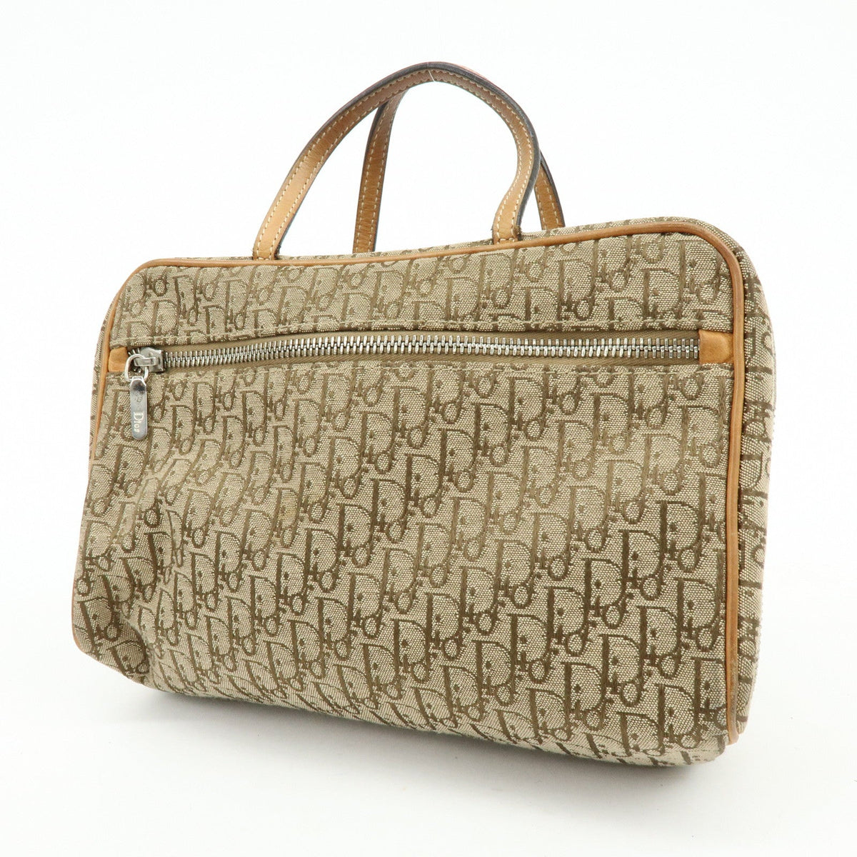 Christian Dior Trotter Canvas Leather Hand Bag Cosmetic Bag Brown Rovelle Bags