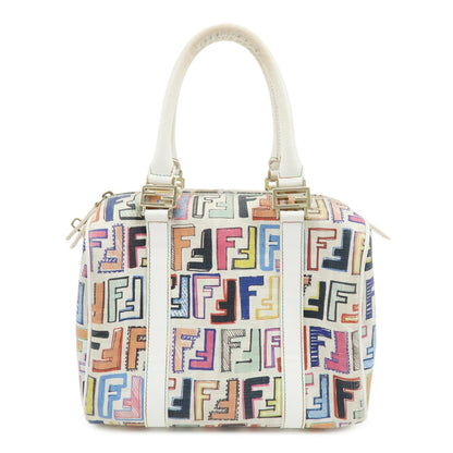 FENDI Zucca PVC Canvas Leather Boston Bag White Multicolor 8BL068 Rovelle Bags