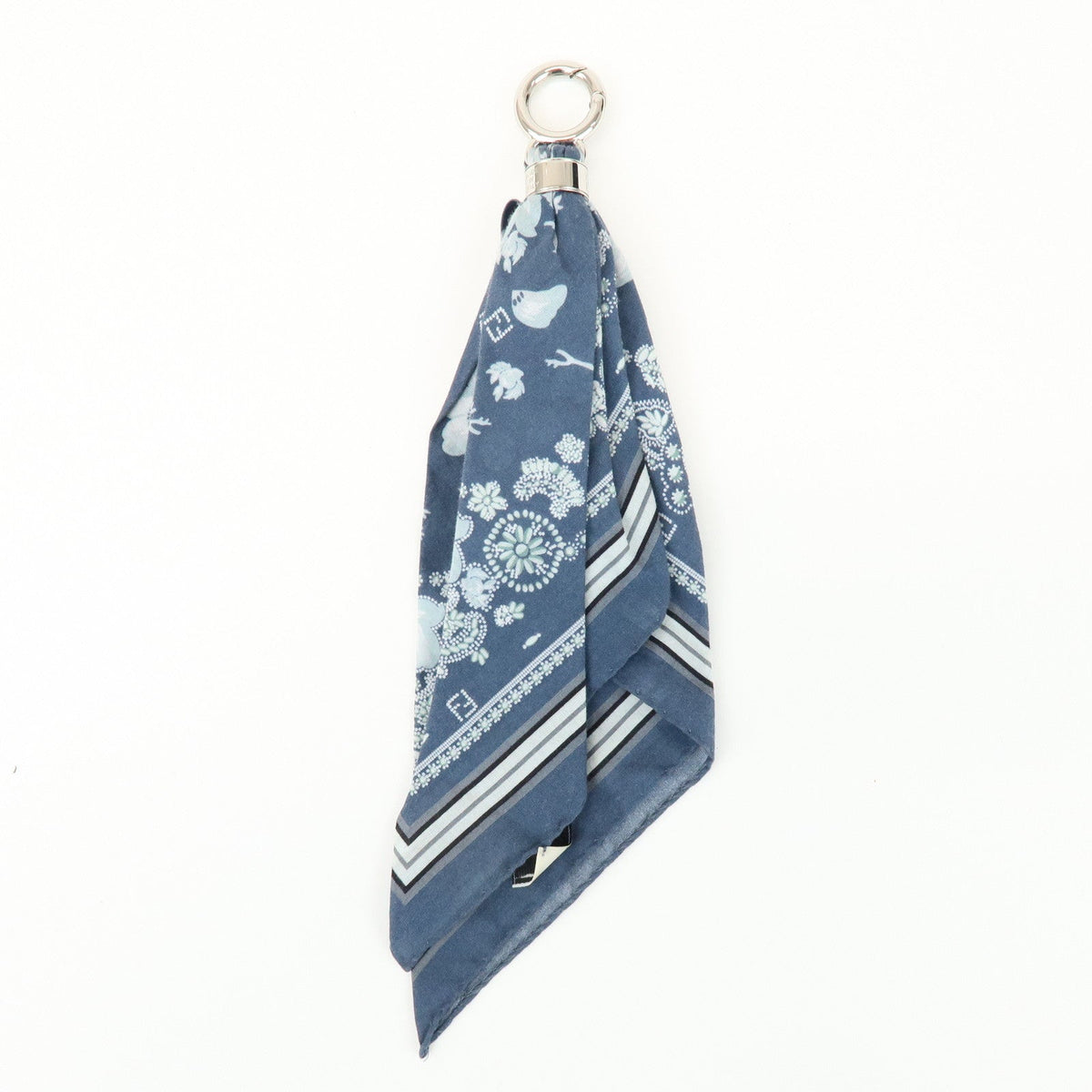 FENDI Logo Metal Cotton Bag Charm Key Chain Blue 7AS386 Rovelle Bags