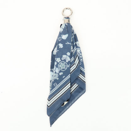 FENDI Logo Metal Cotton Bag Charm Key Chain Blue 7AS386 Rovelle Bags
