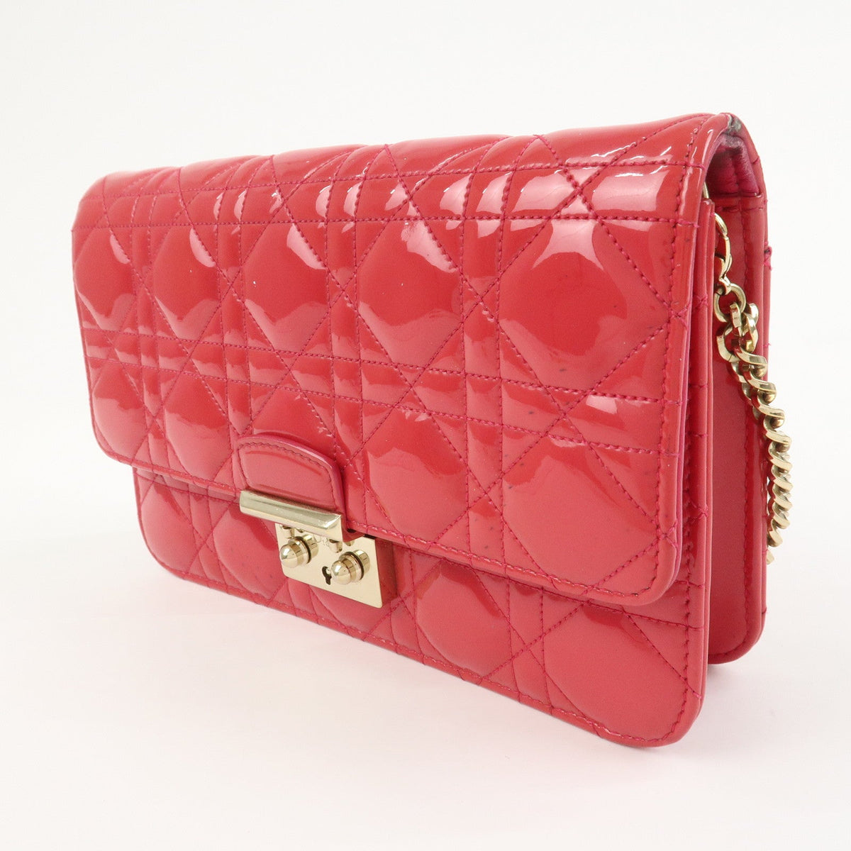 Christian Dior Cannage New Lock Patent Leather Chain Shoulder Bag Rovelle Bags