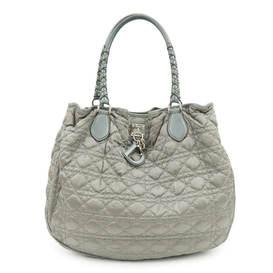 Christian Dior Cannage Nylon Leather Tote Bag Shoulder Bag Gray Rovelle Bags
