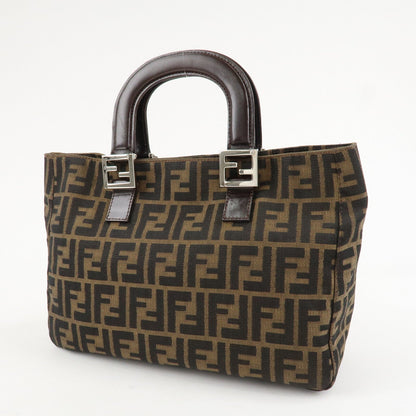 FENDI Zucca Canvas Leather Tote Bag Hand Bag Black Brown 26693 Rovelle Bags