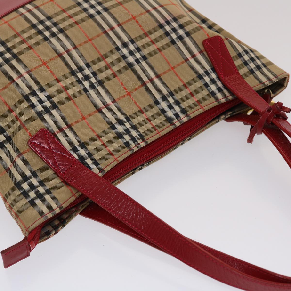 Burberry Haymarket Brand Canvas White Shoulder Bag