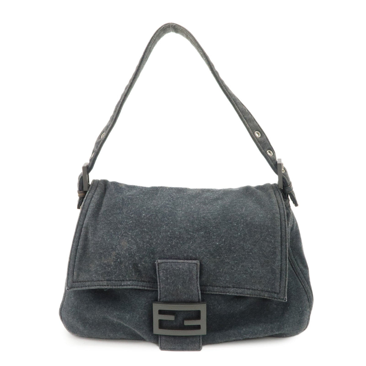 FENDI Mamma Baguette Zucca Cotton Shoulder Bag Gray 26325 Rovelle Bags