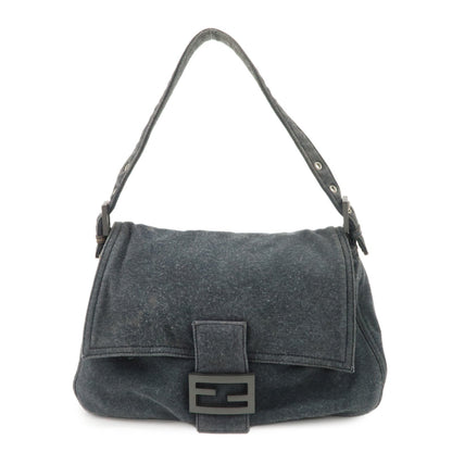 FENDI Mamma Baguette Zucca Cotton Shoulder Bag Gray 26325 Rovelle Bags