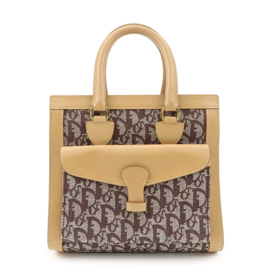 Christian Dior Trotter Jacquard Leather Hand Bag Brown Gold Hdw Rovelle Bags