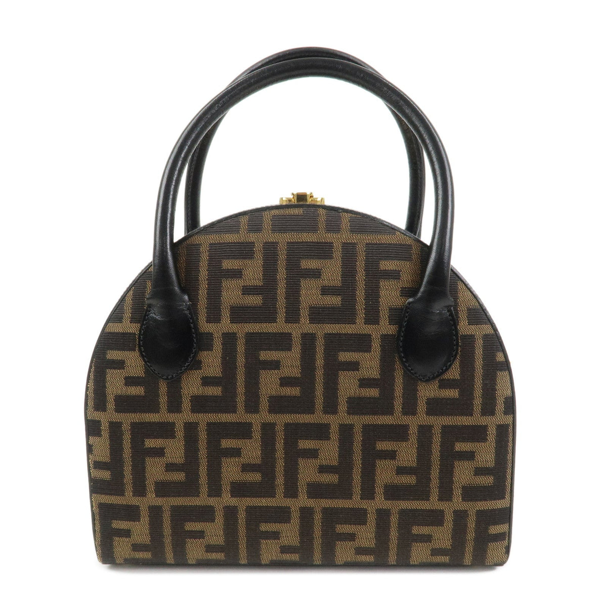 FENDI Zucca Canvas Leather 2Way Hand Bag Shoulder Bag Brown Black Rovelle Bags