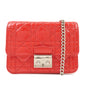 Christian Dior Cannage Patent Leather Chain Shoulder Bag Cow Red Rovelle Bags