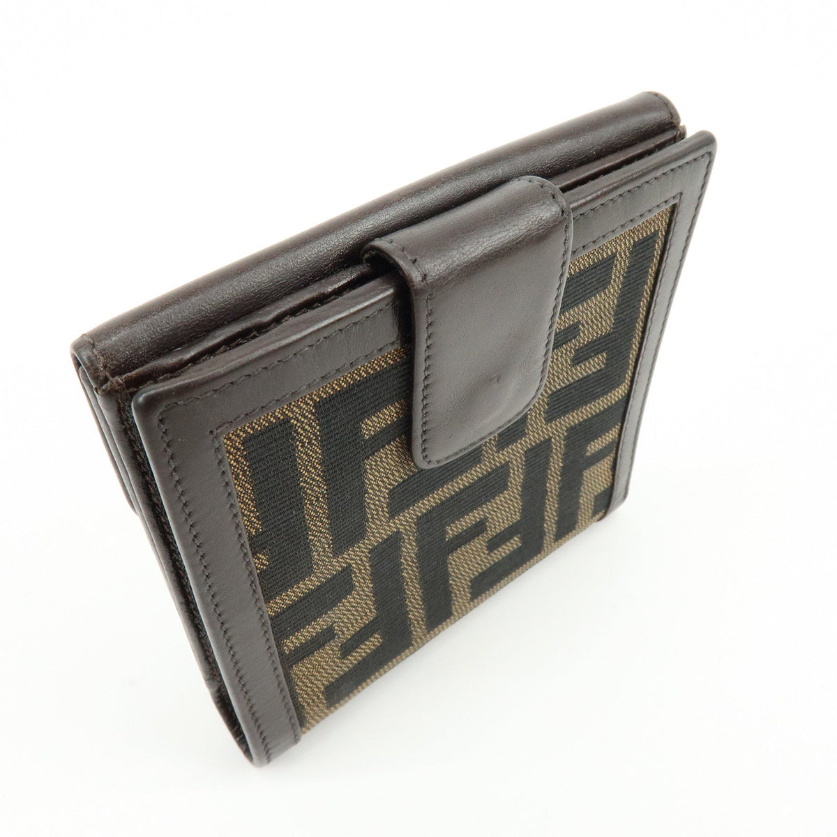 FENDI Zucca Canvas Leather Bi-fold Wallet Brown Black 01695 Rovelle Bags