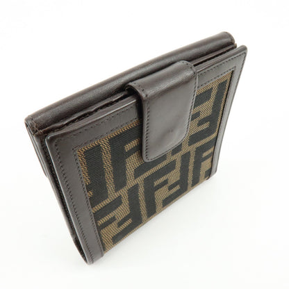 FENDI Zucca Canvas Leather Bi-fold Wallet Brown Black 01695 Rovelle Bags