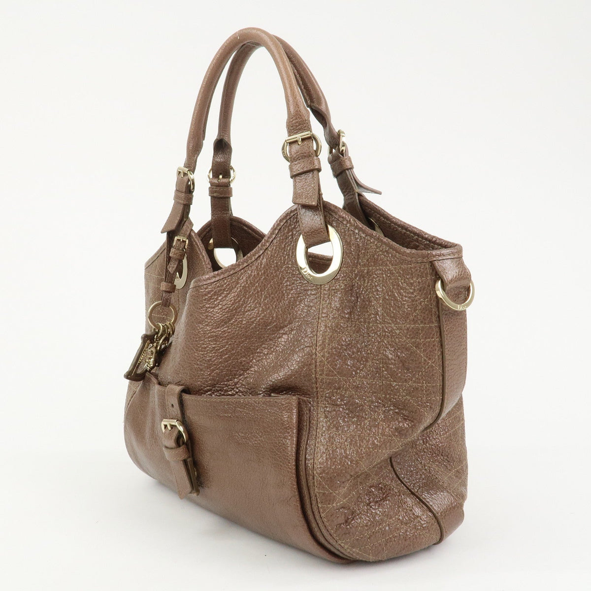 Christian Dior Lady Dior Leather Tote Bag Shoulder Bag Brown Rovelle Bags
