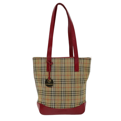 Burberry Haymarket Brand Canvas White Tote Bag