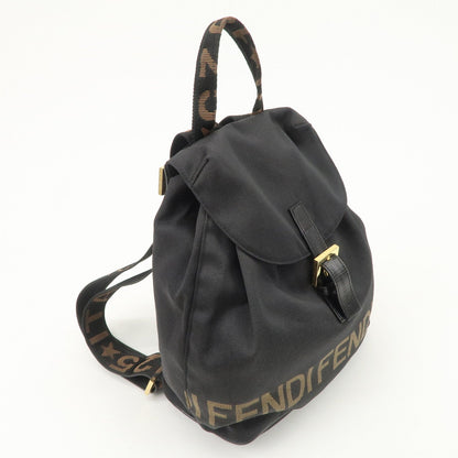 FENDI Nylon Leather Back Pack Black Gold Hardware 263390 Rovelle Bags