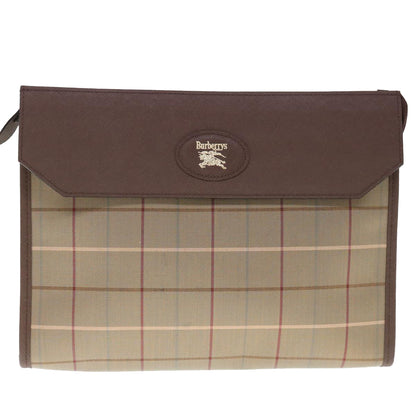 Burberry Brand Canvas Brown Clutch Bag