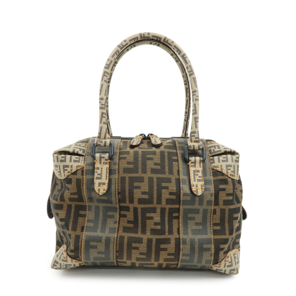 FENDI Zucca Zucchino Canvas PVC Boston Hand Bag Brown 8BL095 Rovelle Bags