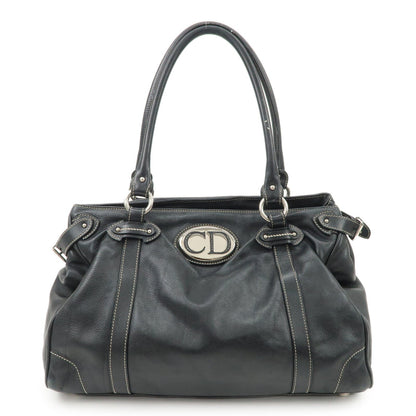 Christian Dior Leather Shoulder Bag Hand Bag Black Silver Hdw Rovelle Bags