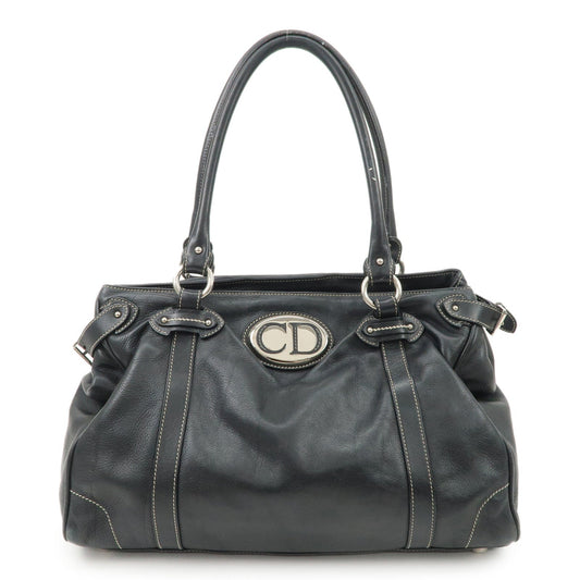 Christian Dior Leather Shoulder Bag Hand Bag Black Silver Hdw Rovelle Bags