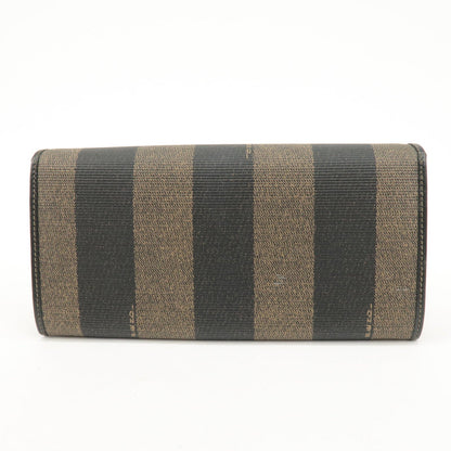 FENDI Pequin PVC Canvas Long Wallet Black Brown T20615 Rovelle Bags