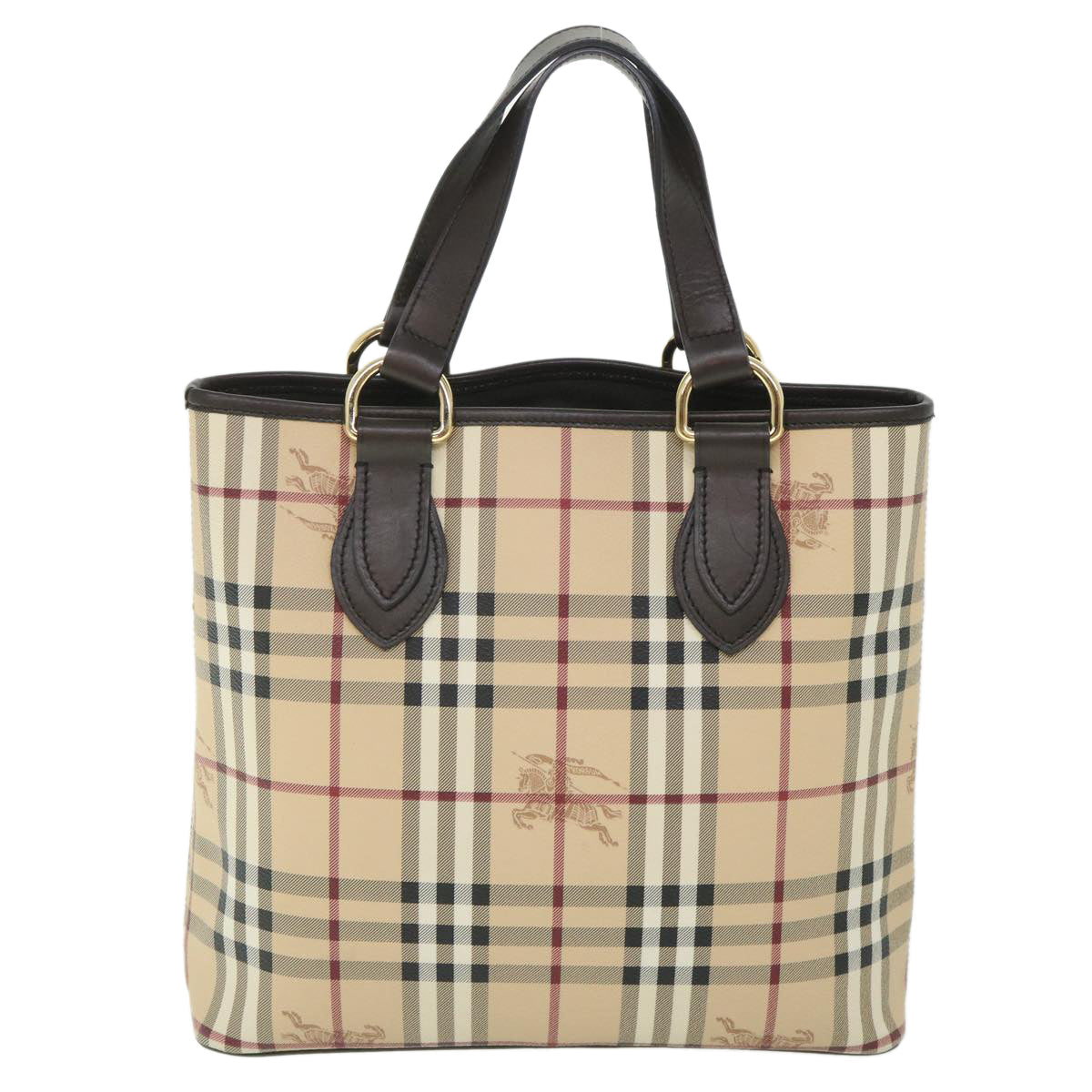 Burberry Haymarket Brand Leather White Handbag