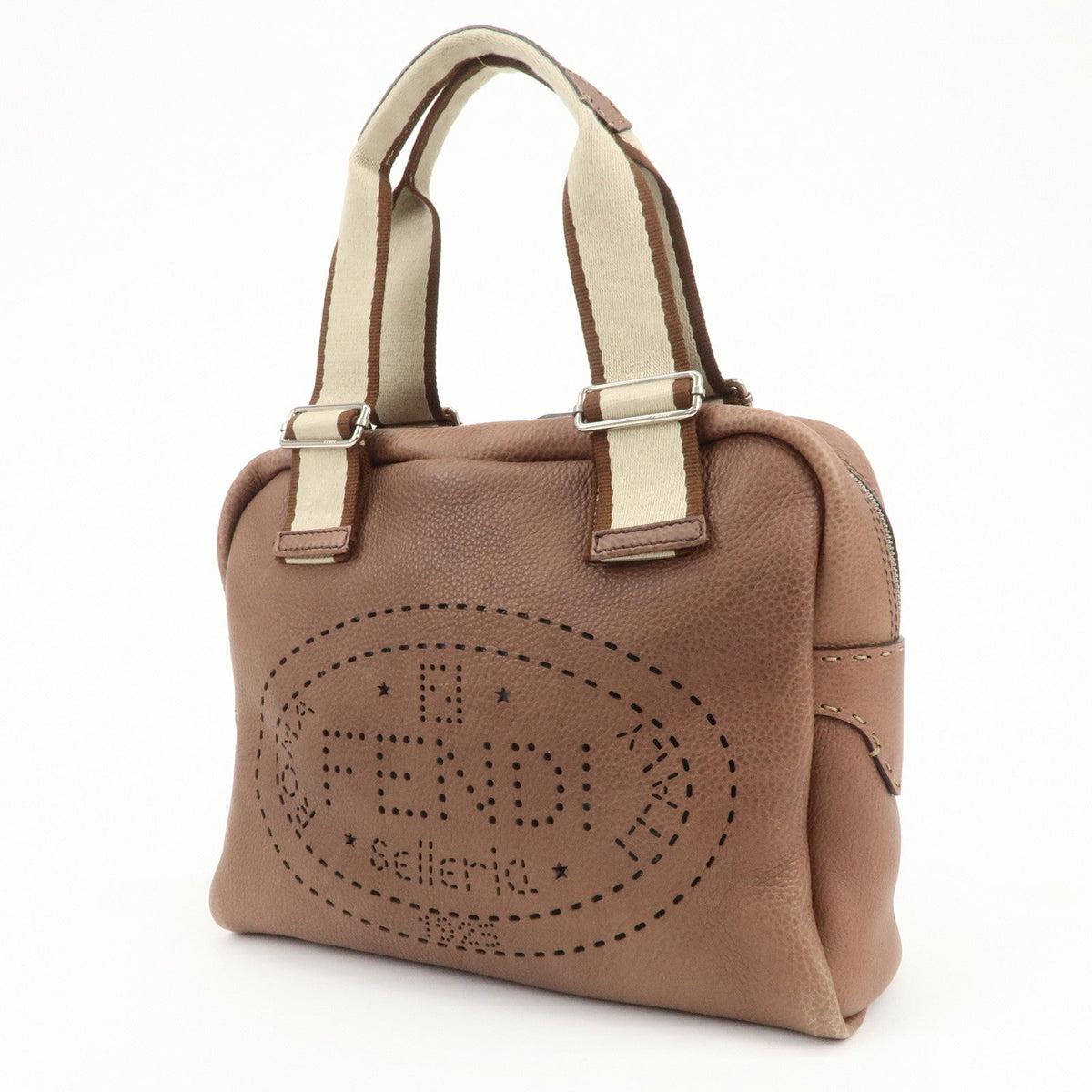 FENDI Selleria Leather Canvas Hand Bag Shoulder Bag Brown 8BL093 Rovelle Bags