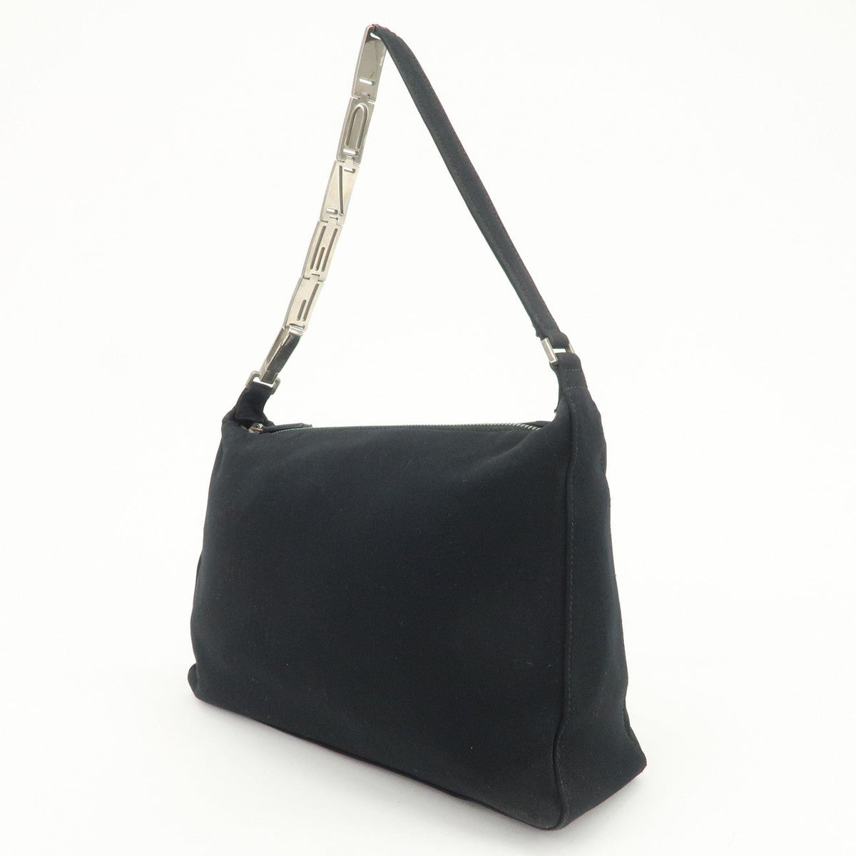 FENDI Polyester Chain Shoulder Bag Hand Bag Black Silver 091577 Rovelle Bags