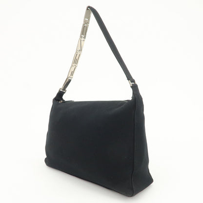 FENDI Polyester Chain Shoulder Bag Hand Bag Black Silver 091577 Rovelle Bags