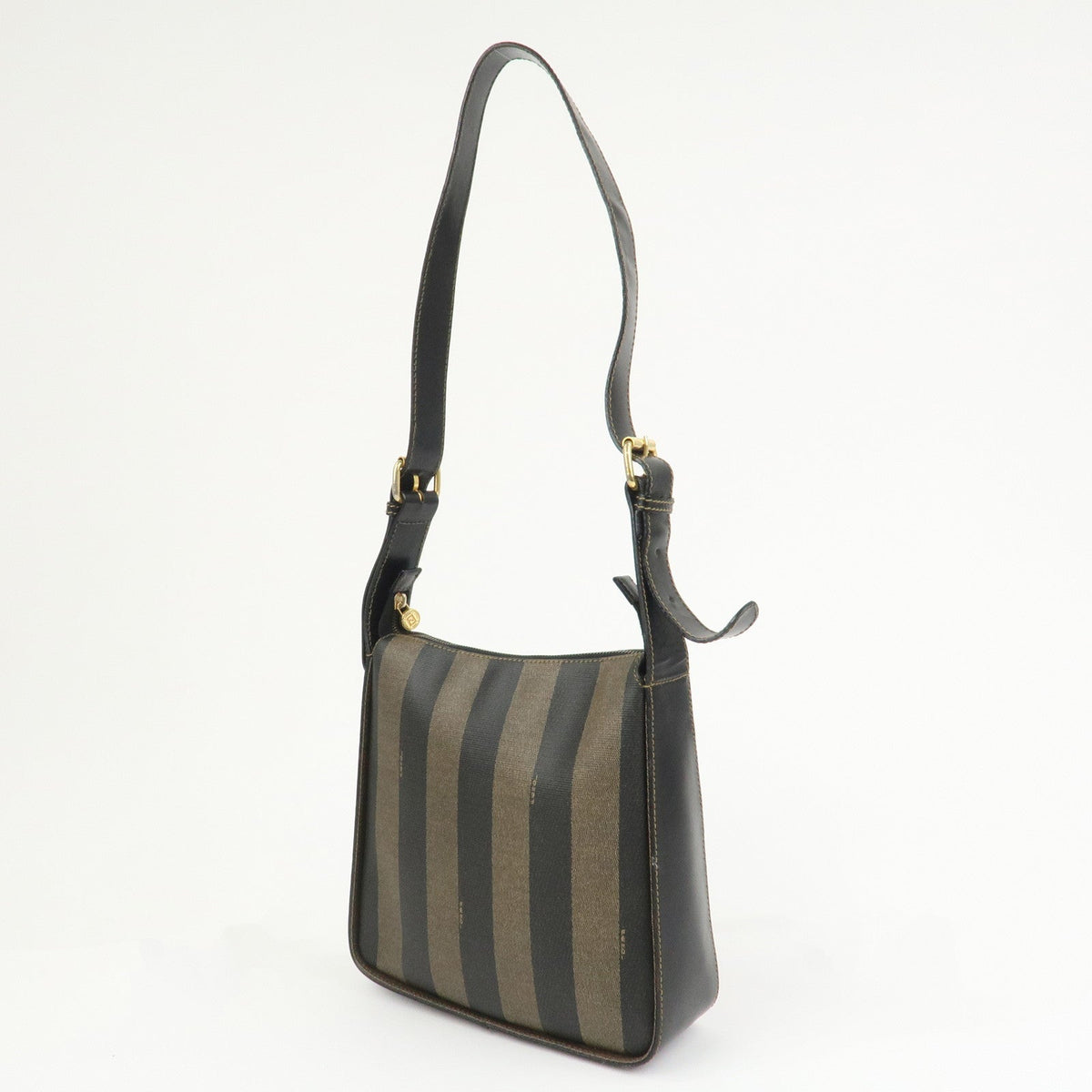 FENDI Pequin PVC Shoulder Bag Crossbody Bag Black 211 256510058 Rovelle Bags