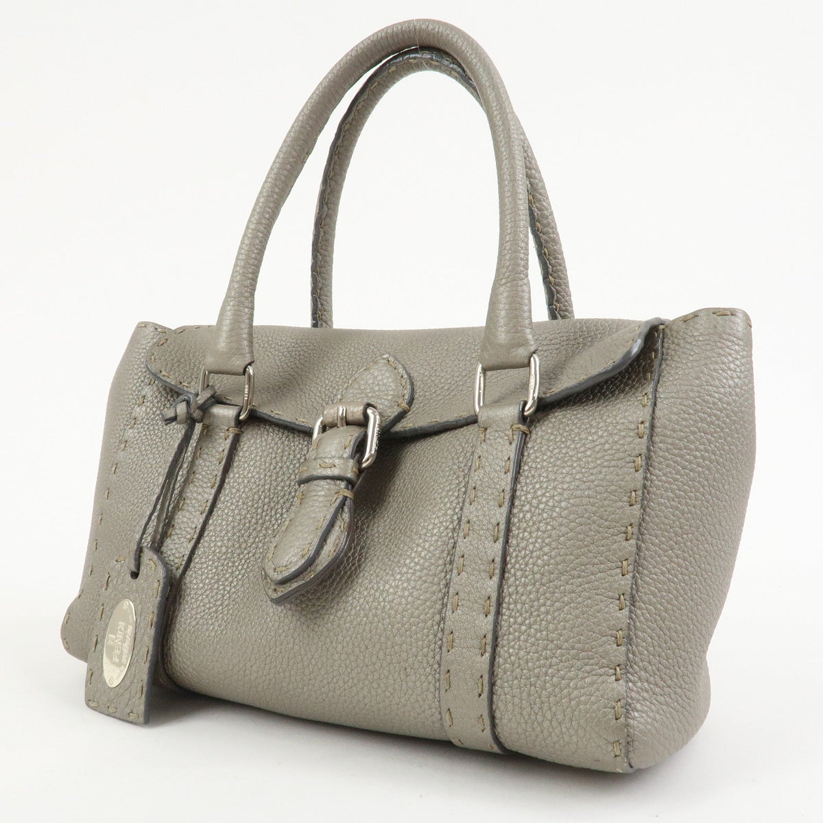 FENDI Seleria Leather Mini Linda Hand Bag Gray 8BR486 Rovelle Bags